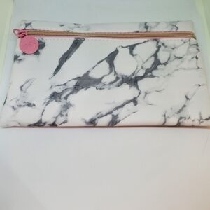 Ipsy marble pattern with pink trim - makeup pouch